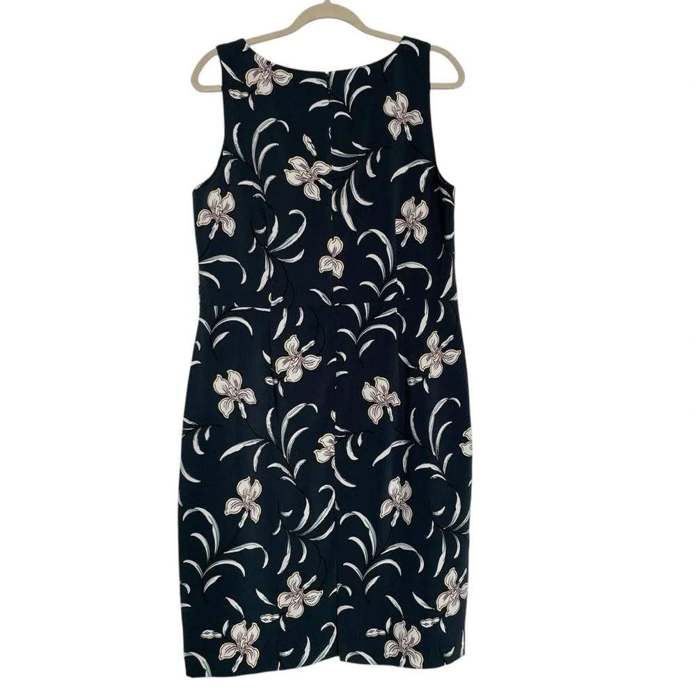 Ann Taylor Factory Dark Green Iris Floral Print Sheath Dress Size 14 - Picture 3 of 5
